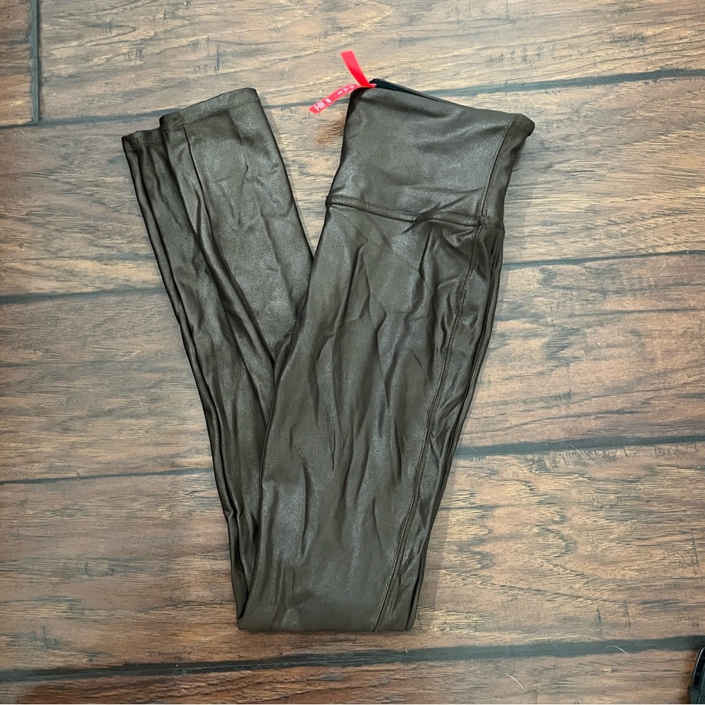 SPANX Faux Leather Brown Leggings - Picture 2 of 5